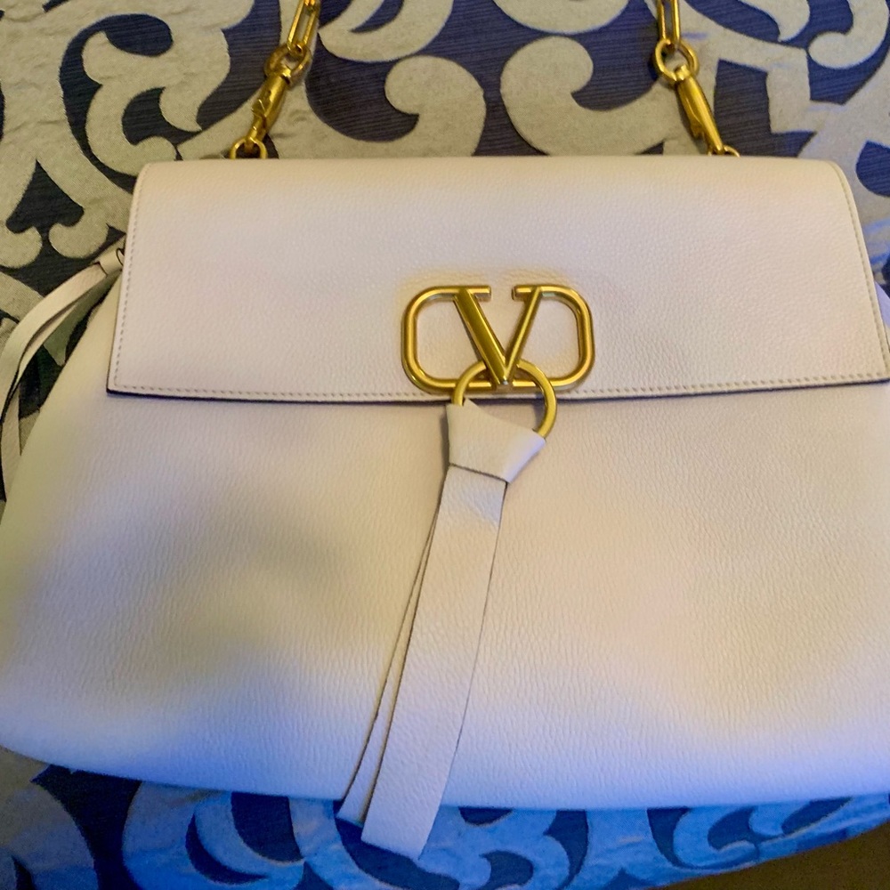 VALENTINO GARAVANI Pebbled Calfskin VRing Chain Shoulder Bag - Picture 10 of 16